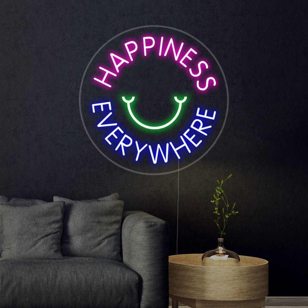 "Happyness Everywhere" Letreros Neon