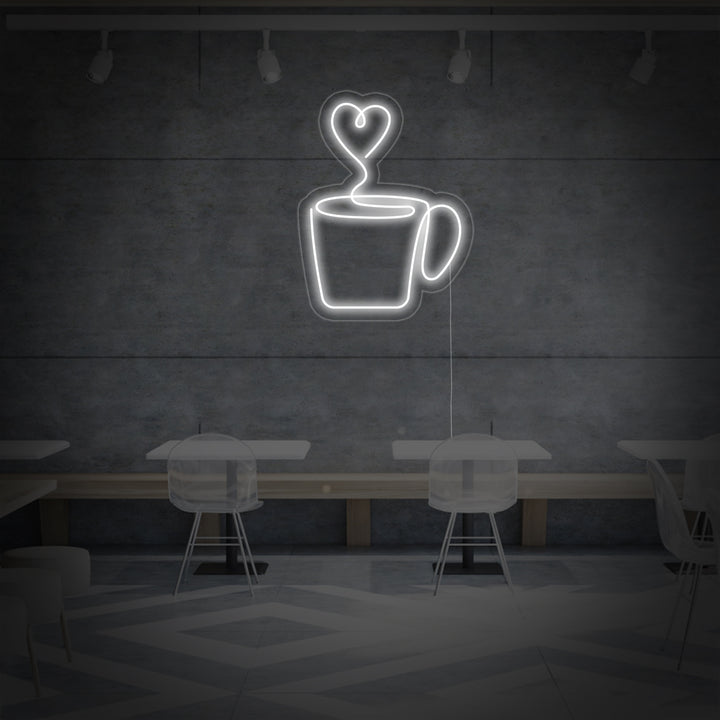 "En Forma De Corazón, Taza De Café" Letreros Neon