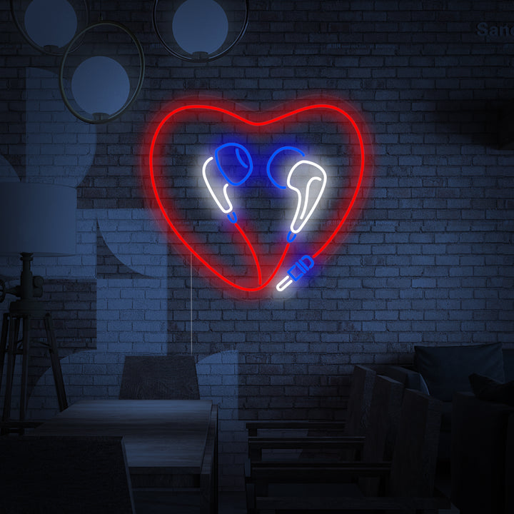 "Auriculares Corazón" Letreros Neon