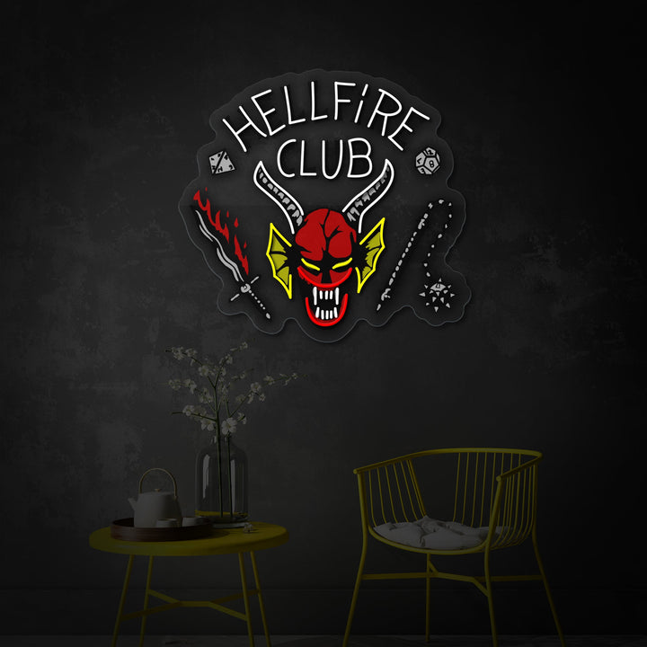 "Hellfire Club" Letrero de neón LED impreso con UV