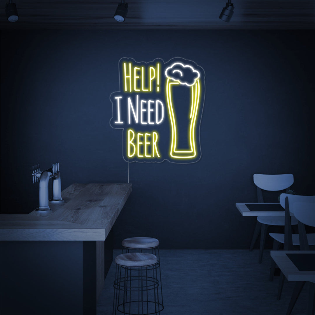 "Help I Need Beer" Letreros Neon