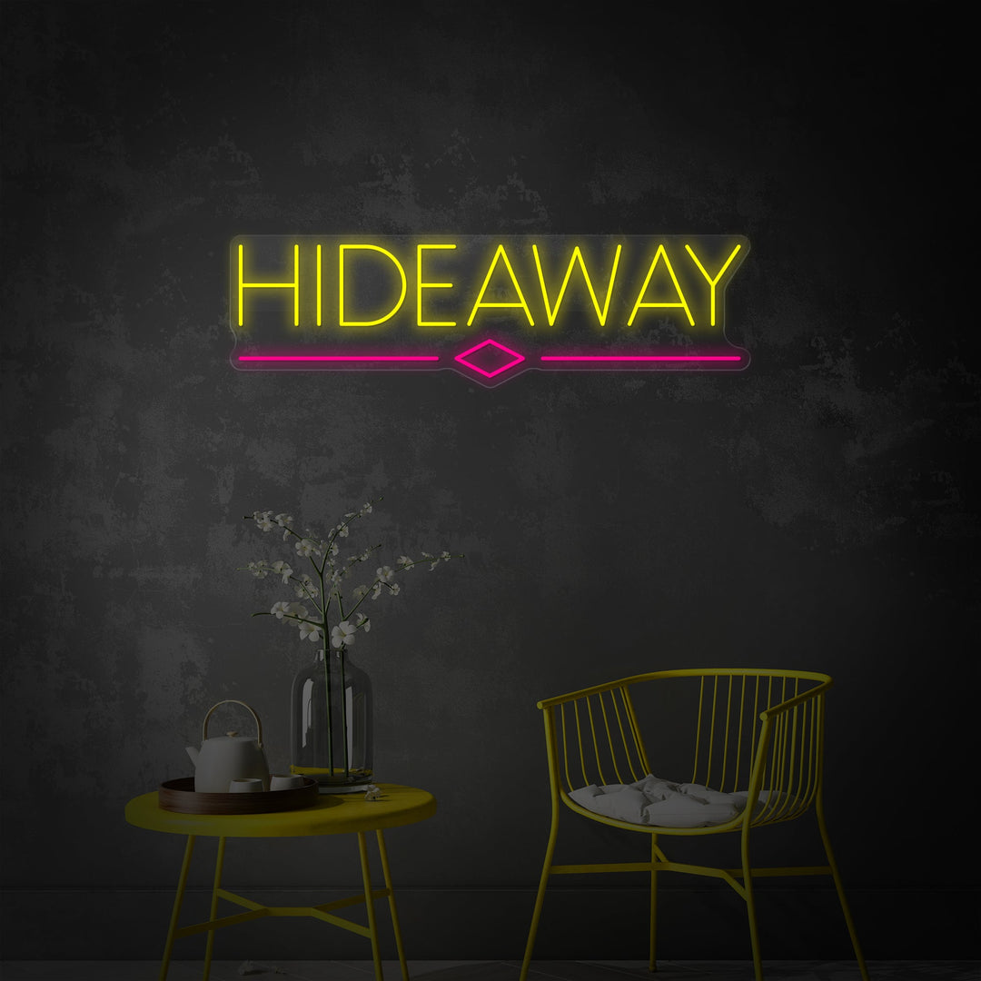 "Hideaway, bandera de bar de cerveza" Letrero de neón