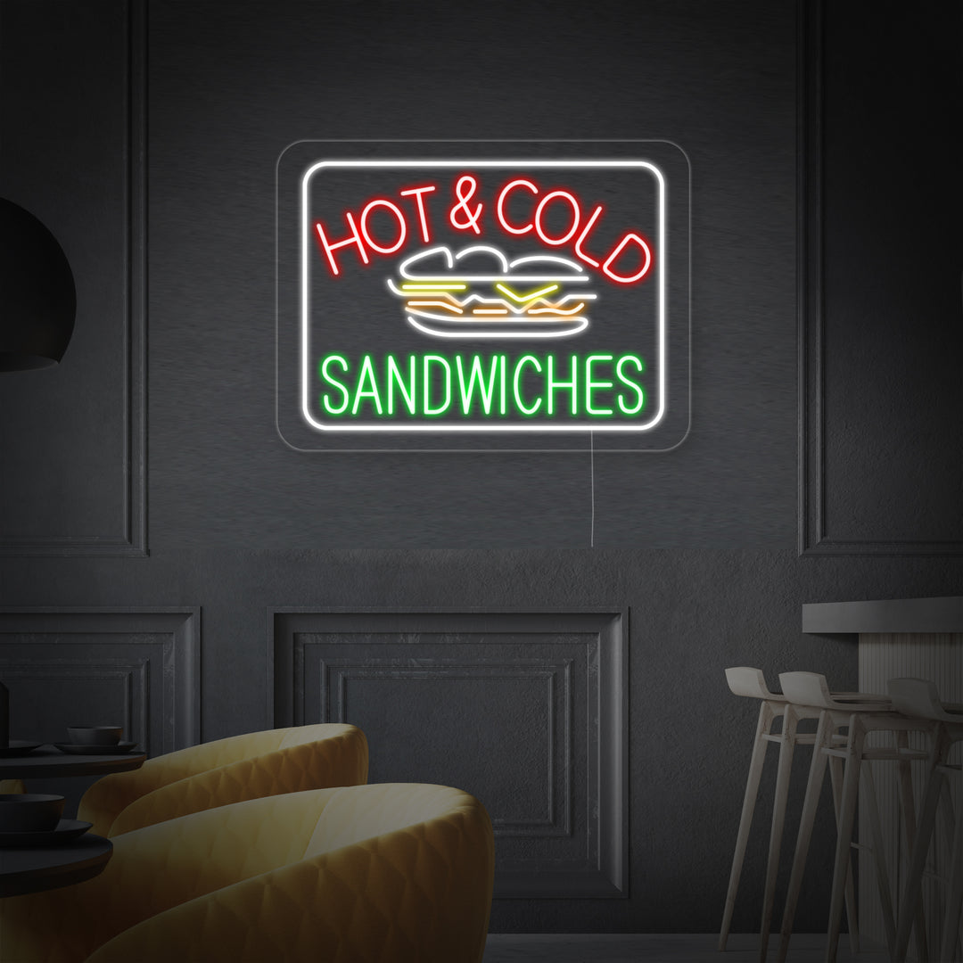 "Hot Cold Sandwiches" Letreros Neon