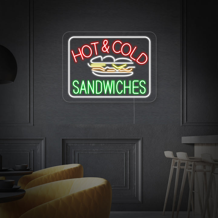 "Hot Cold Sandwiches" Letreros Neon