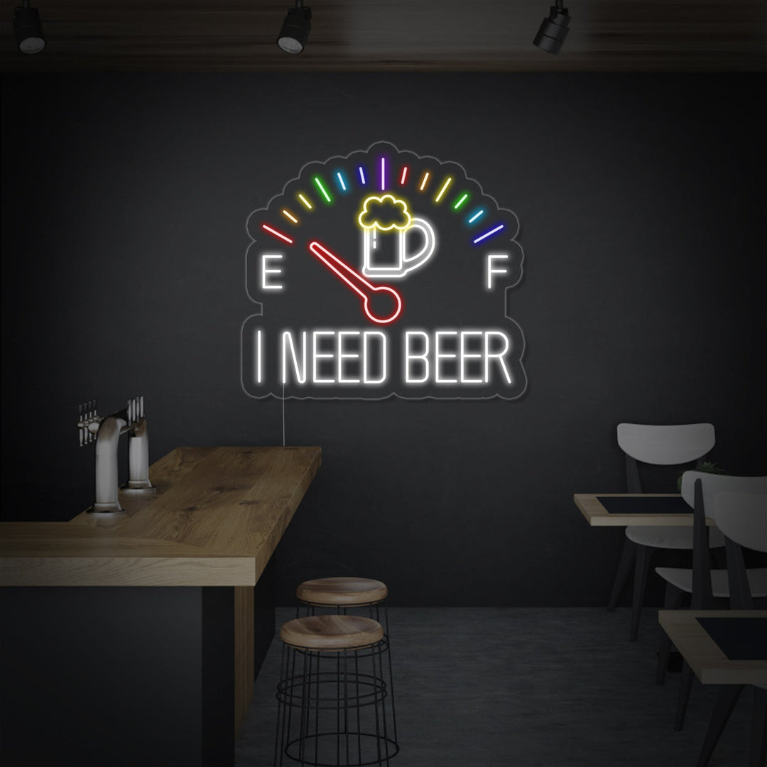 "I Need Beer Reloj" Letreros Neon