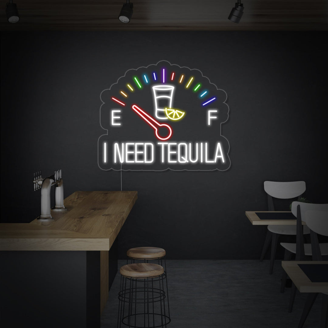 "I Need Tequila Reloj" Letreros Neon