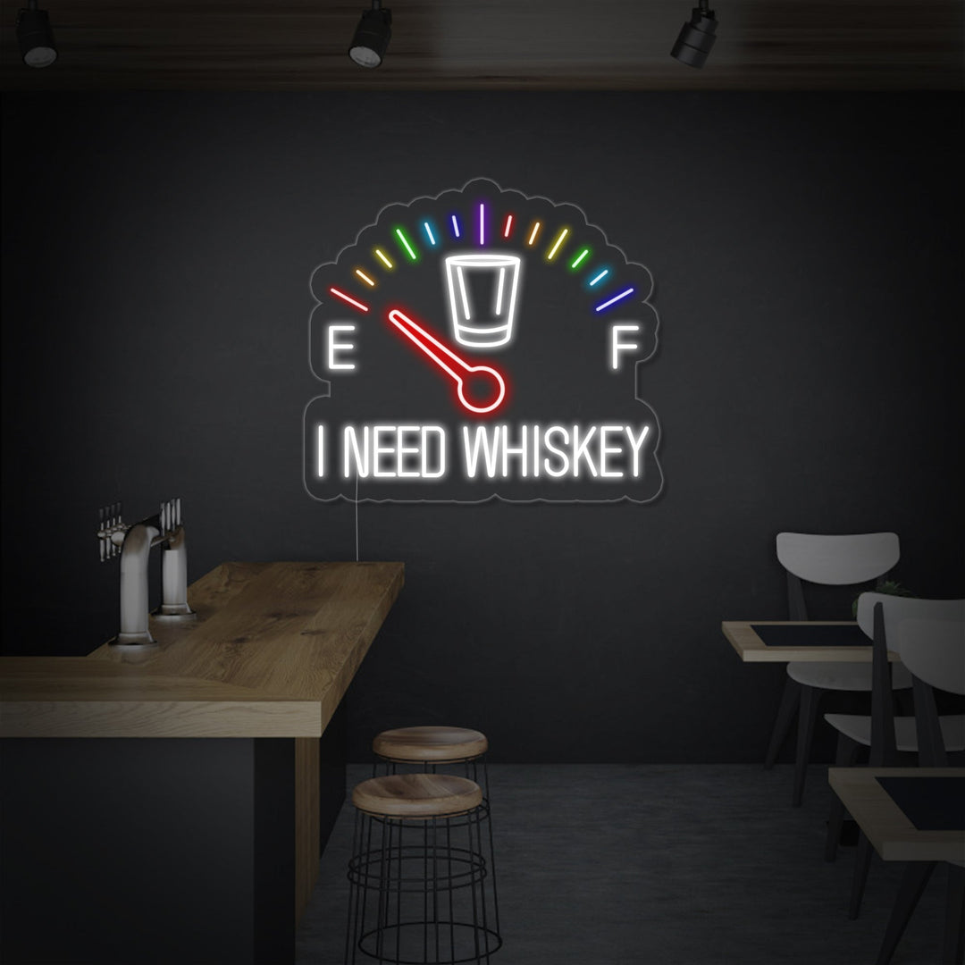 "I Need Whiskey Reloj" Letreros Neon