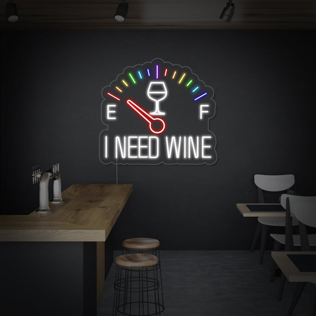 "I Need Wine Reloj" Letreros Neon