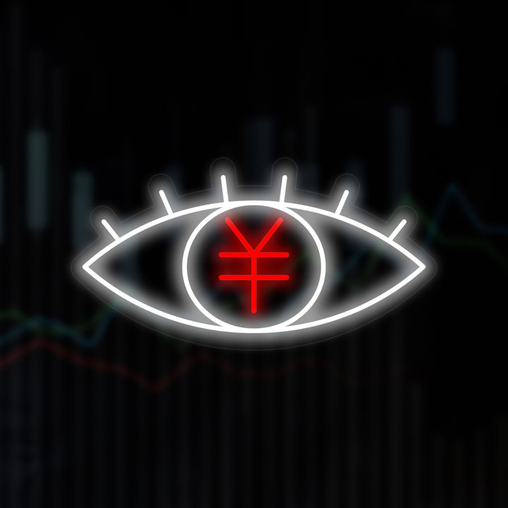 "Símbolo Del Yen Japonés Con Ojo" Letreros Neon