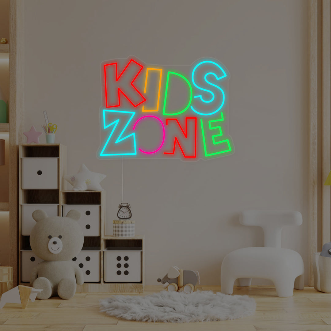 "Kids Zone, Decoración de habitación infantil" Letreros Neon