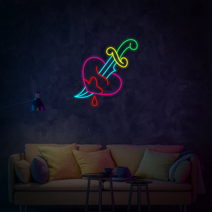 "Cuchillo, Desamor, Amor" Letreros Neon
