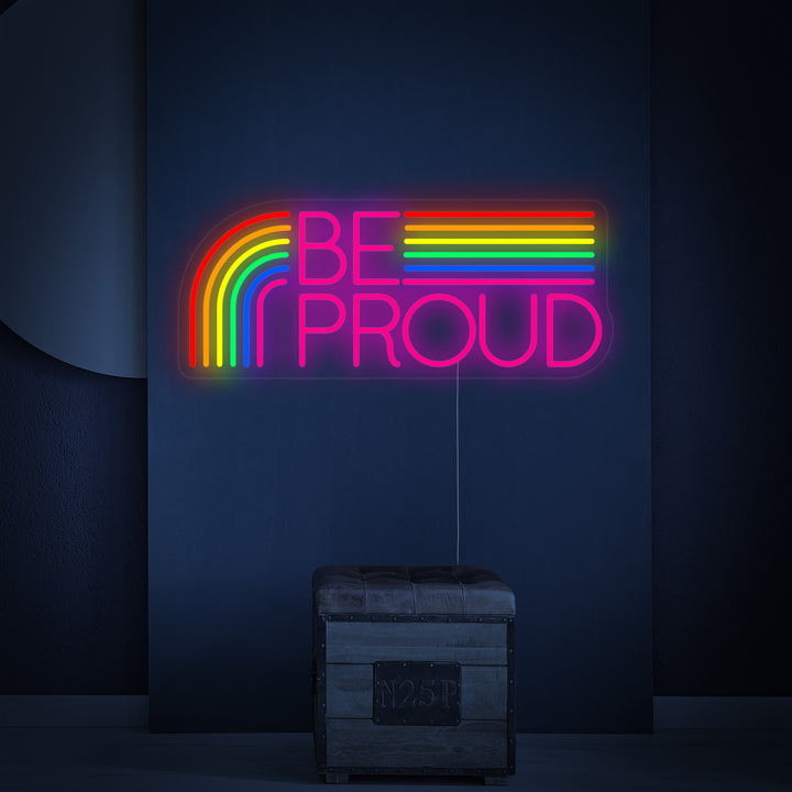 "LGBT Be Proud, Arcoíris" Letreros Neon
