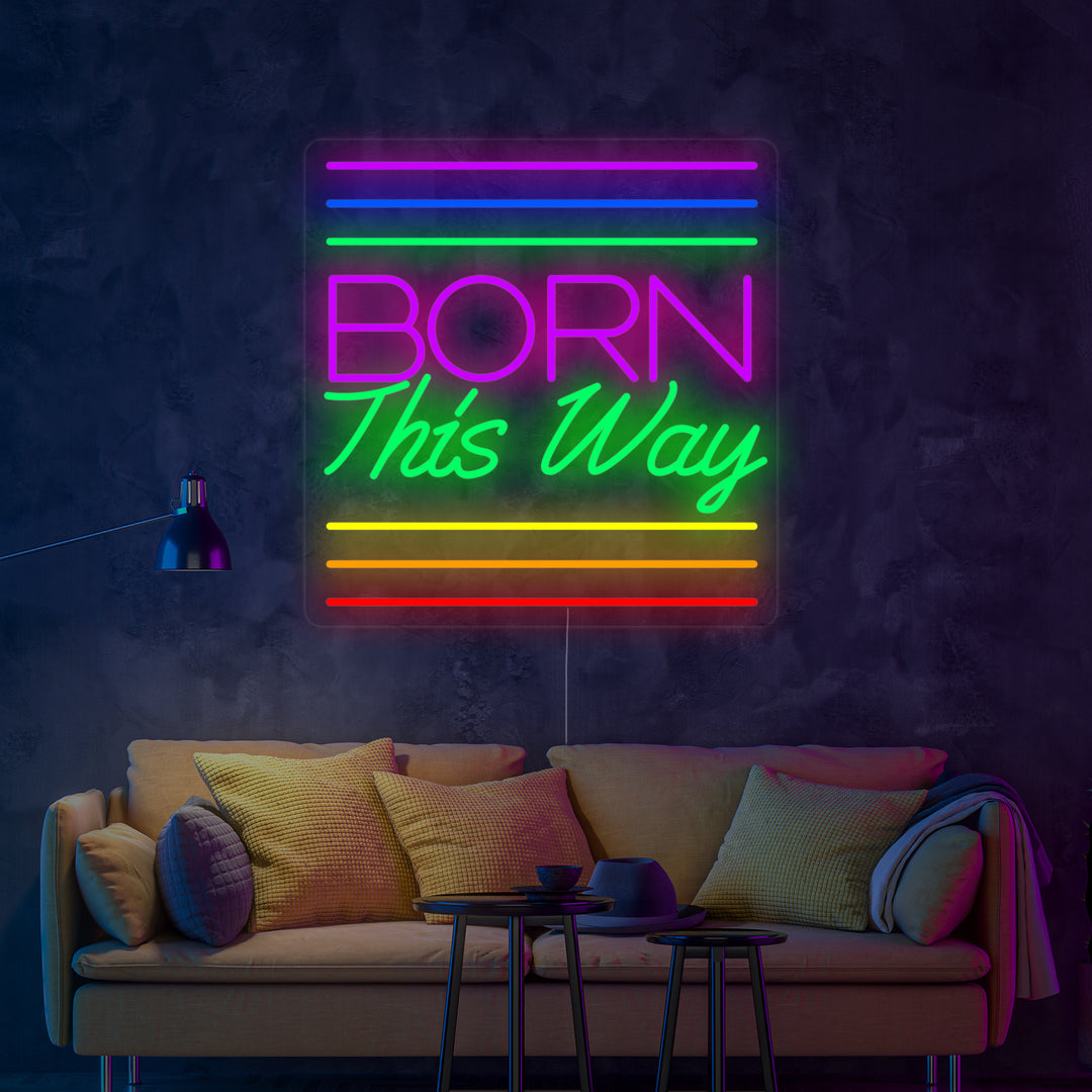 "Bandera Arcoíris Orgullo Lgbt Única, Born This Way" Letreros Neon