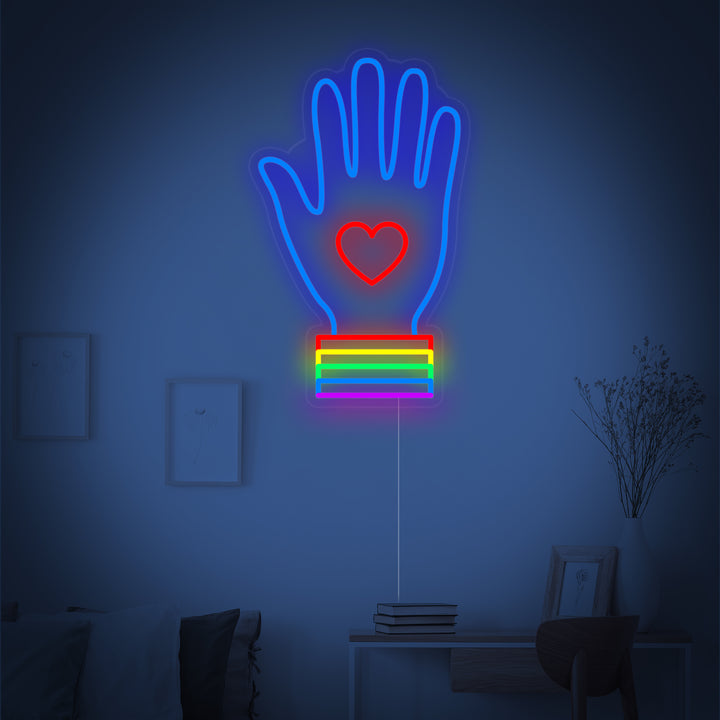 "Bandera Arcoíris Orgullo Lgbt Única, Mano" Letreros Neon