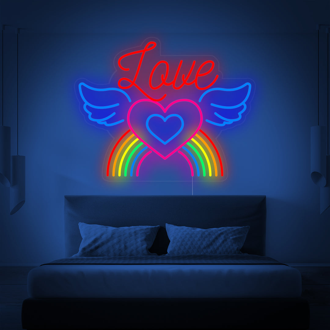 "LGBT LOVE, Arcoíris, Alas" Letreros Neon