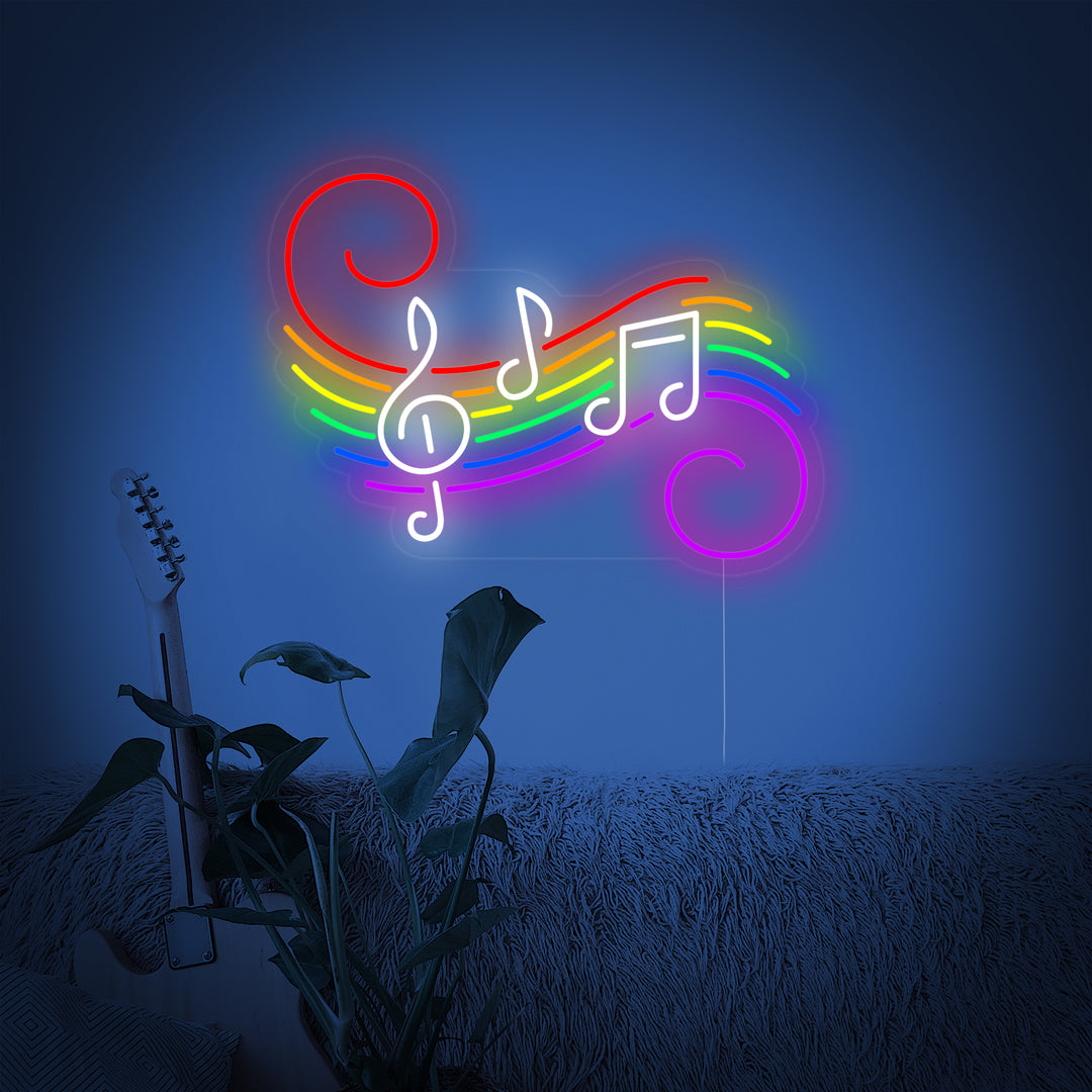 "Bandera Arcoíris Orgullo Lgbt Única, Notas Musicales" Letreros Neon