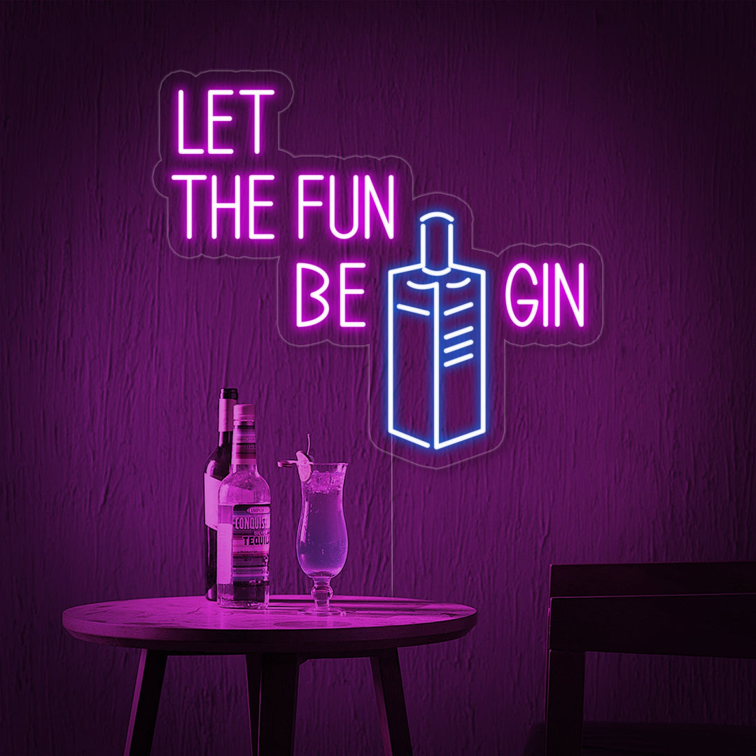 "Let Fun Be Gin Botella Bar De Cerveza" Letreros Neon