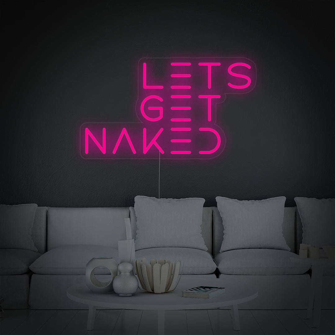 "Lets Get Naked Bathroom" Letreros Neon