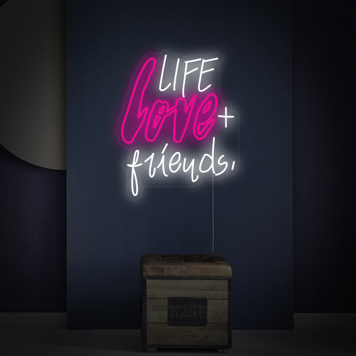 "Life Love Friends" Letreros Neon