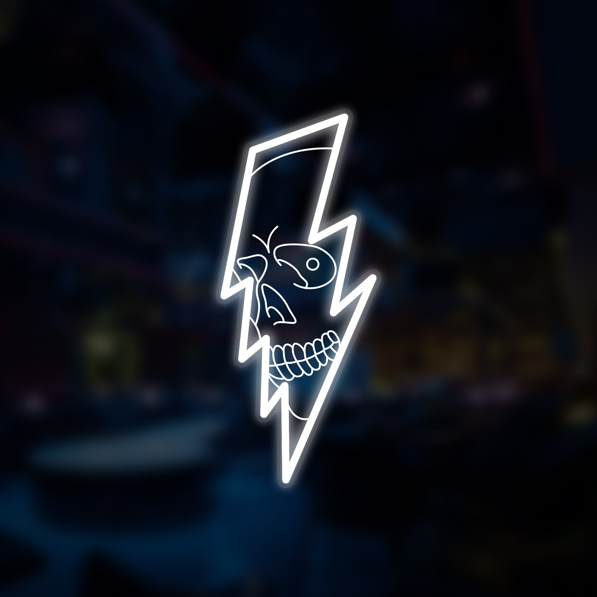 "Lightning Bolt Skull" Mini letrero de neón