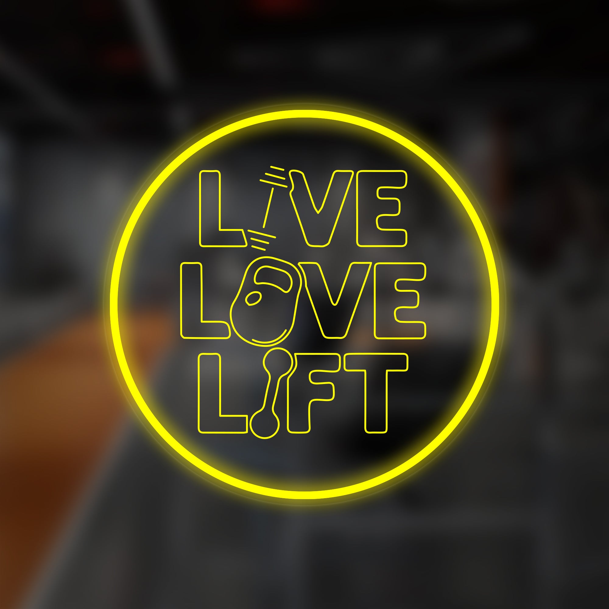"Live Love Lift Home" Mini letrero de neón, Letrero de neón de fitness