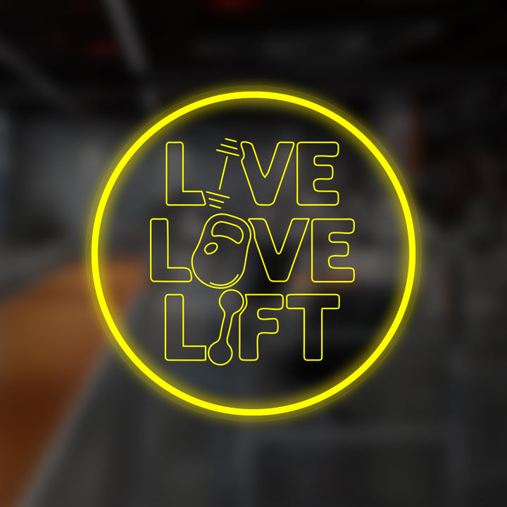 "Live Love Lift", Gimnasio Letreros Neon en Miniatura