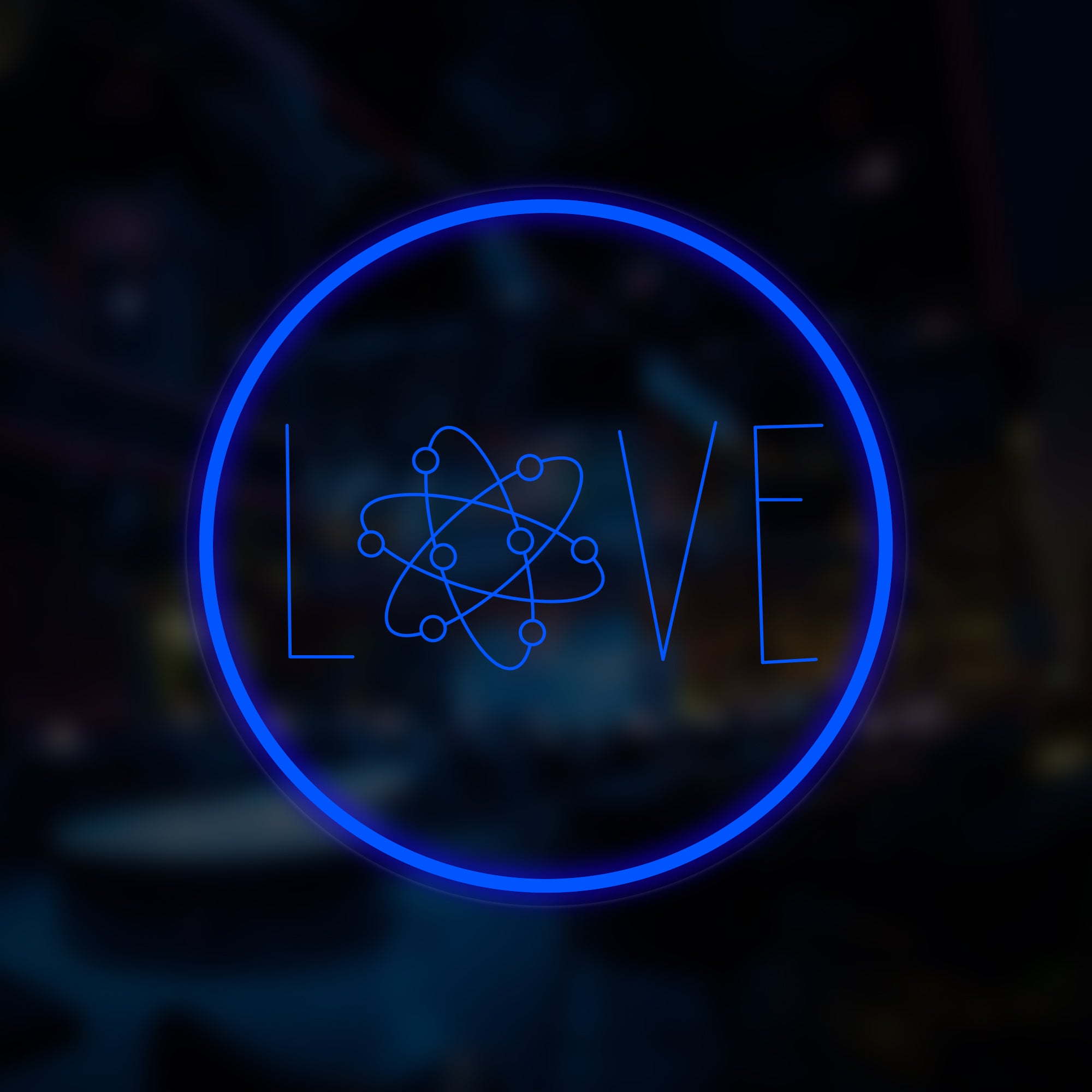 "Love Atoms" Mini letrero de neón
