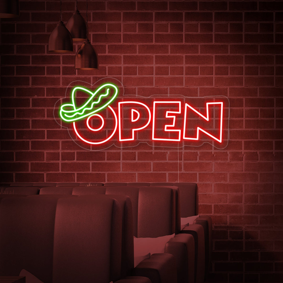 "open, Comida mexicana" Letreros Neon