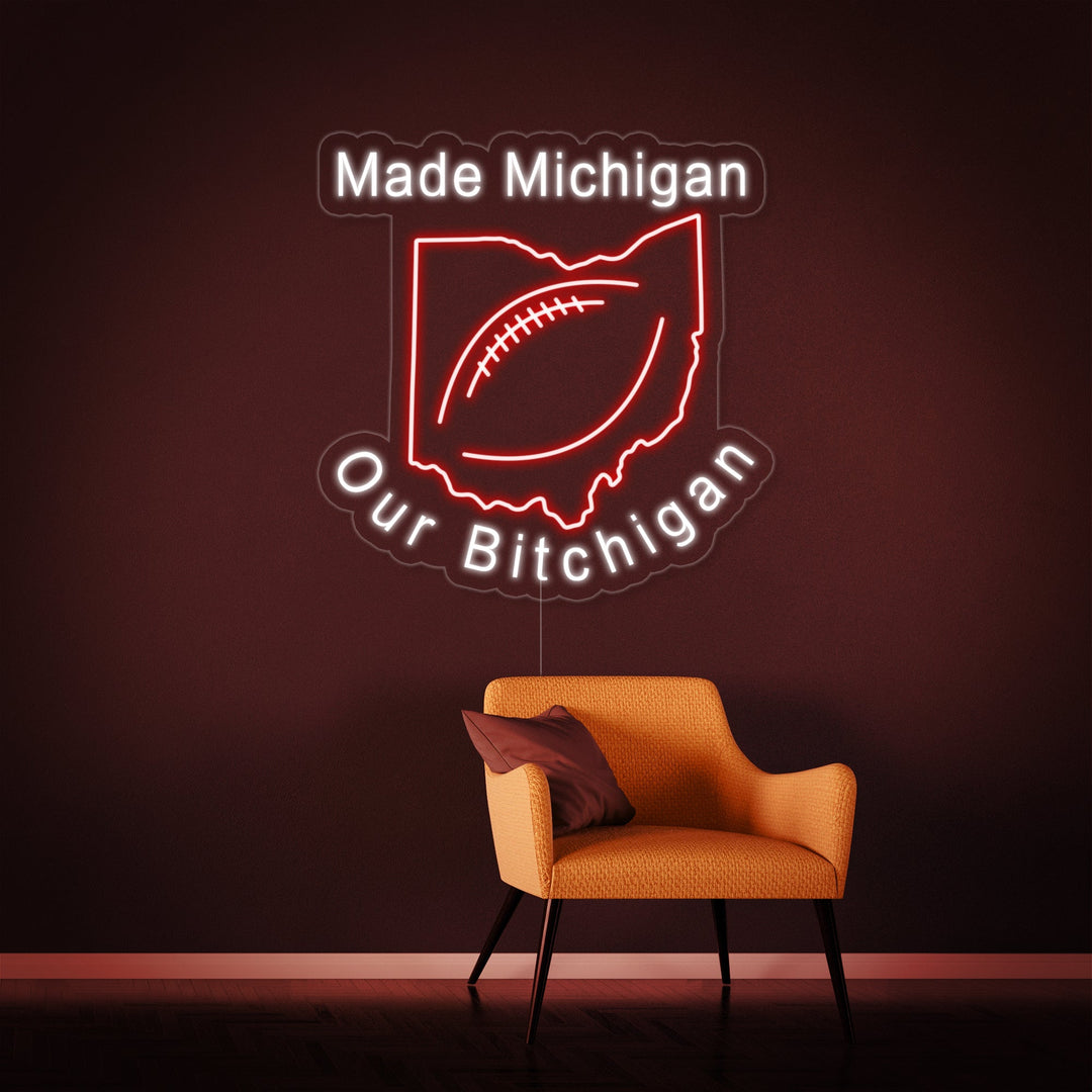 "Make Michigan Our Bichigan, Fútbol" Letreros Neon