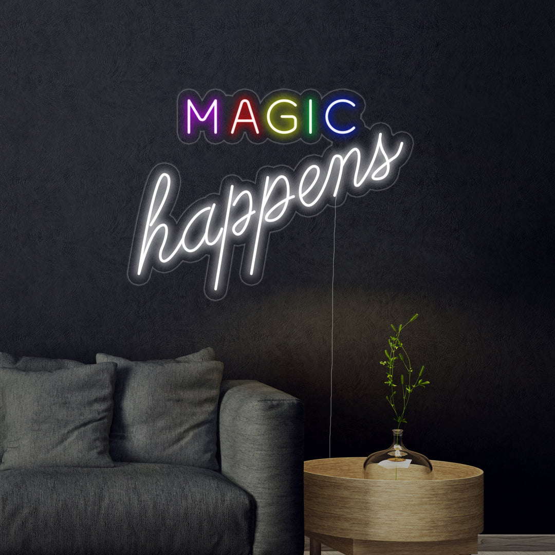 "Magic Happens" Letreros Neon