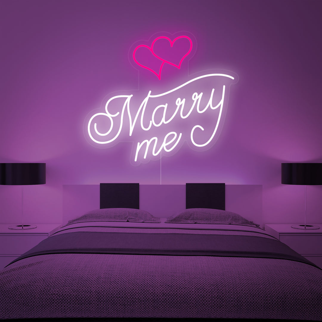 "Marry Me, Corazones" Letreros Neon