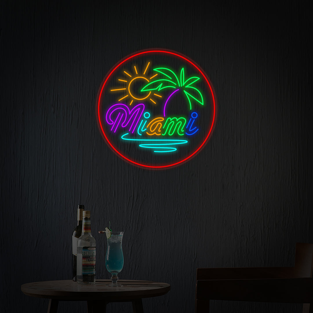 "Miami Bar En La Playa De Florida" Letreros Neon