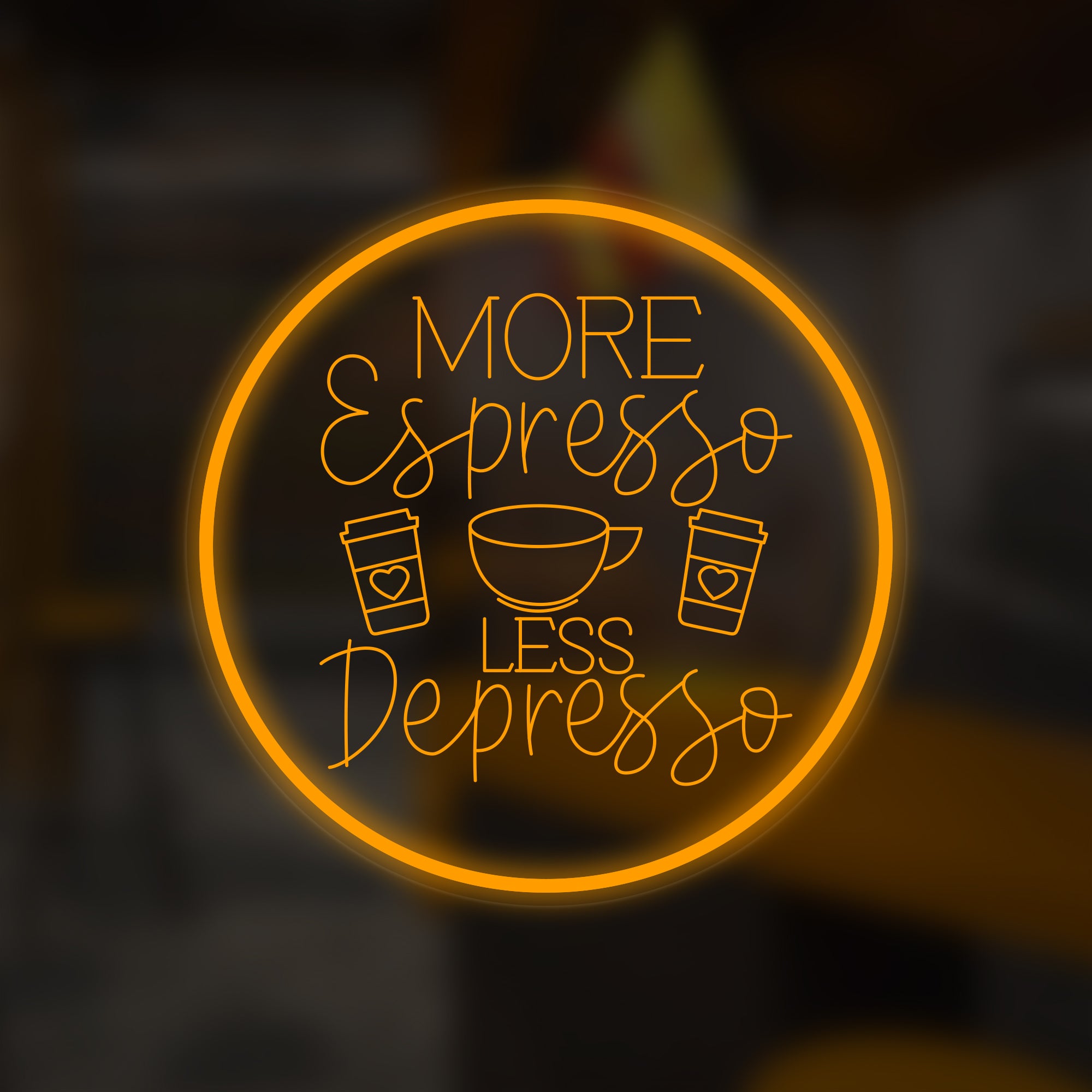 "More Espresso Less Depresso" Mini letrero de neón