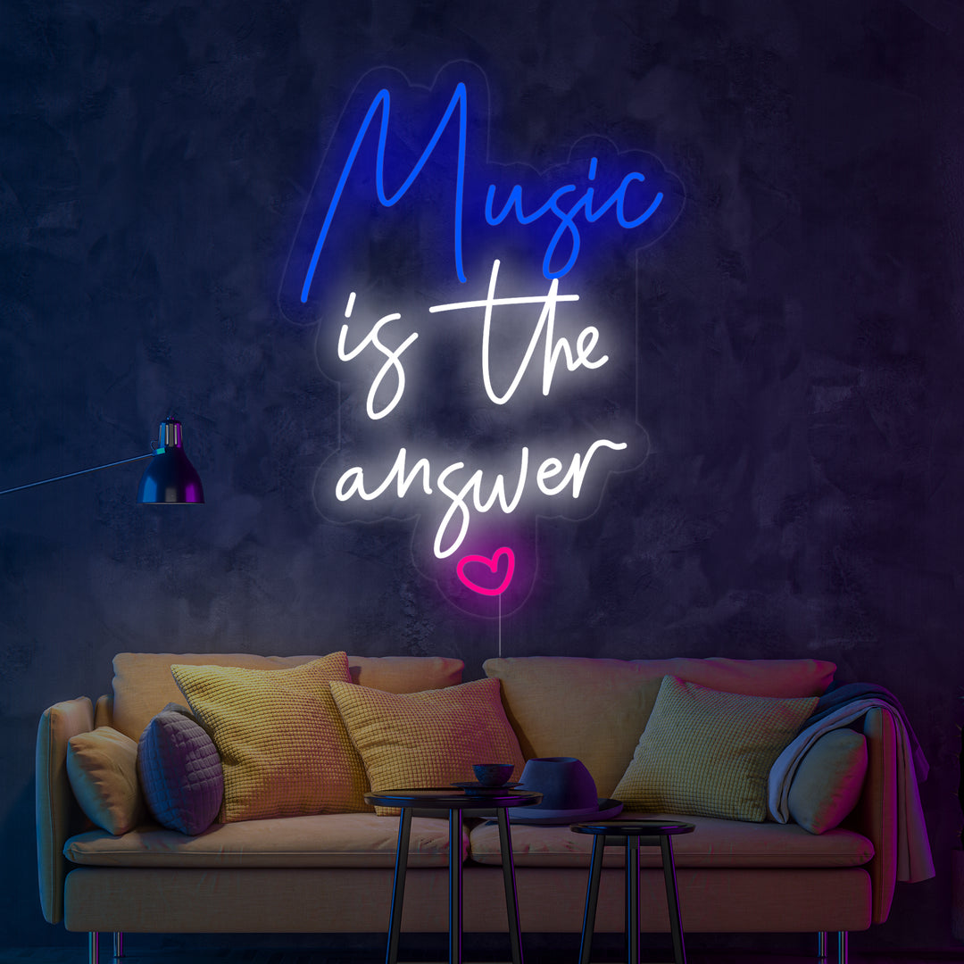 "Music is The Answer" Letreros Neon