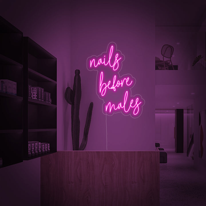 "Nails Before Males" Letreros Neon
