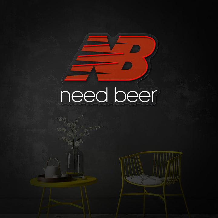 "Need Beer" Letrero de neón LED impreso con UV