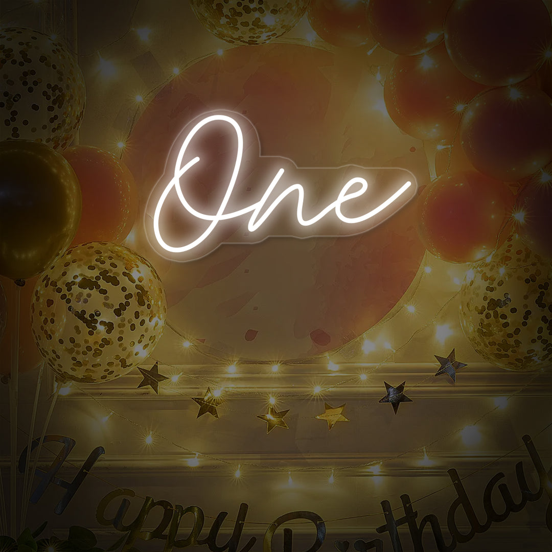 "one, Decoración de primer cumpleaños" Letreros Neon