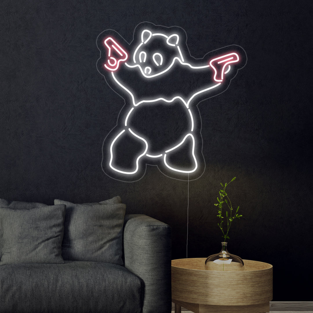 "Panda, Arma De Fuego" Letreros Neon