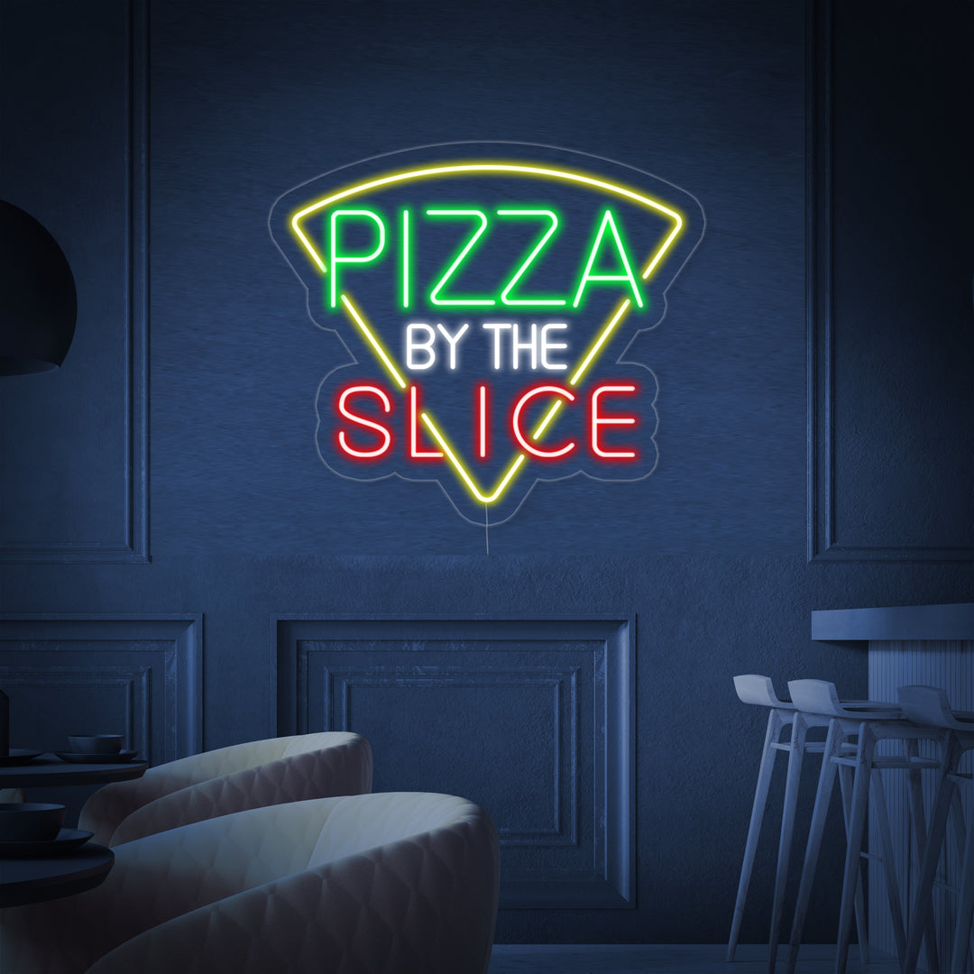 "Pizza By The Slice" Letreros Neon