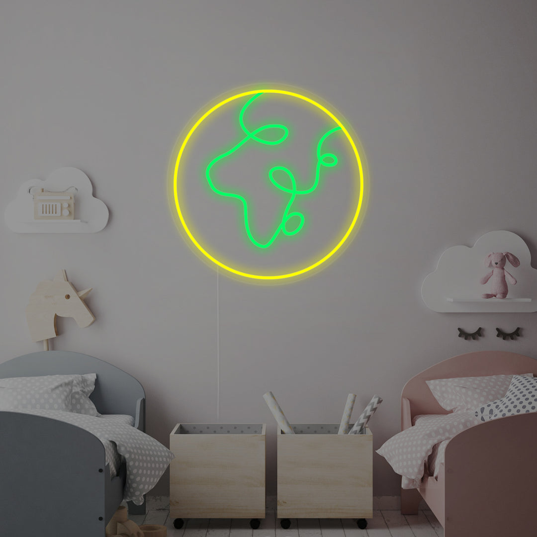 "Planeta Y Tierra, Decoracion De Habitaciones Infantiles" Letreros Neon