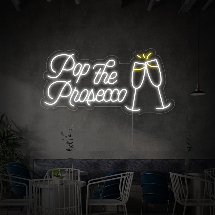 "Pop The Prosecco Bar De Cerveza" Letreros Neon