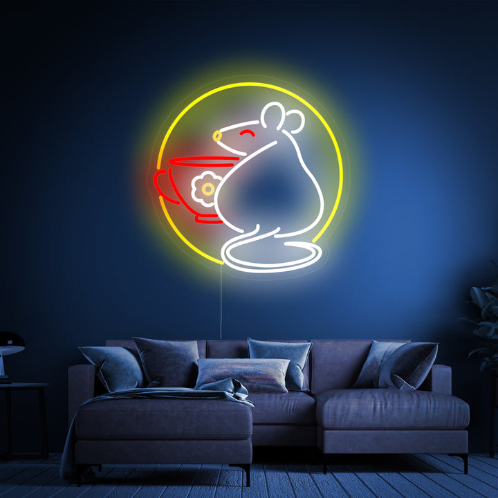 "Rata Con Taza" Letreros Neon