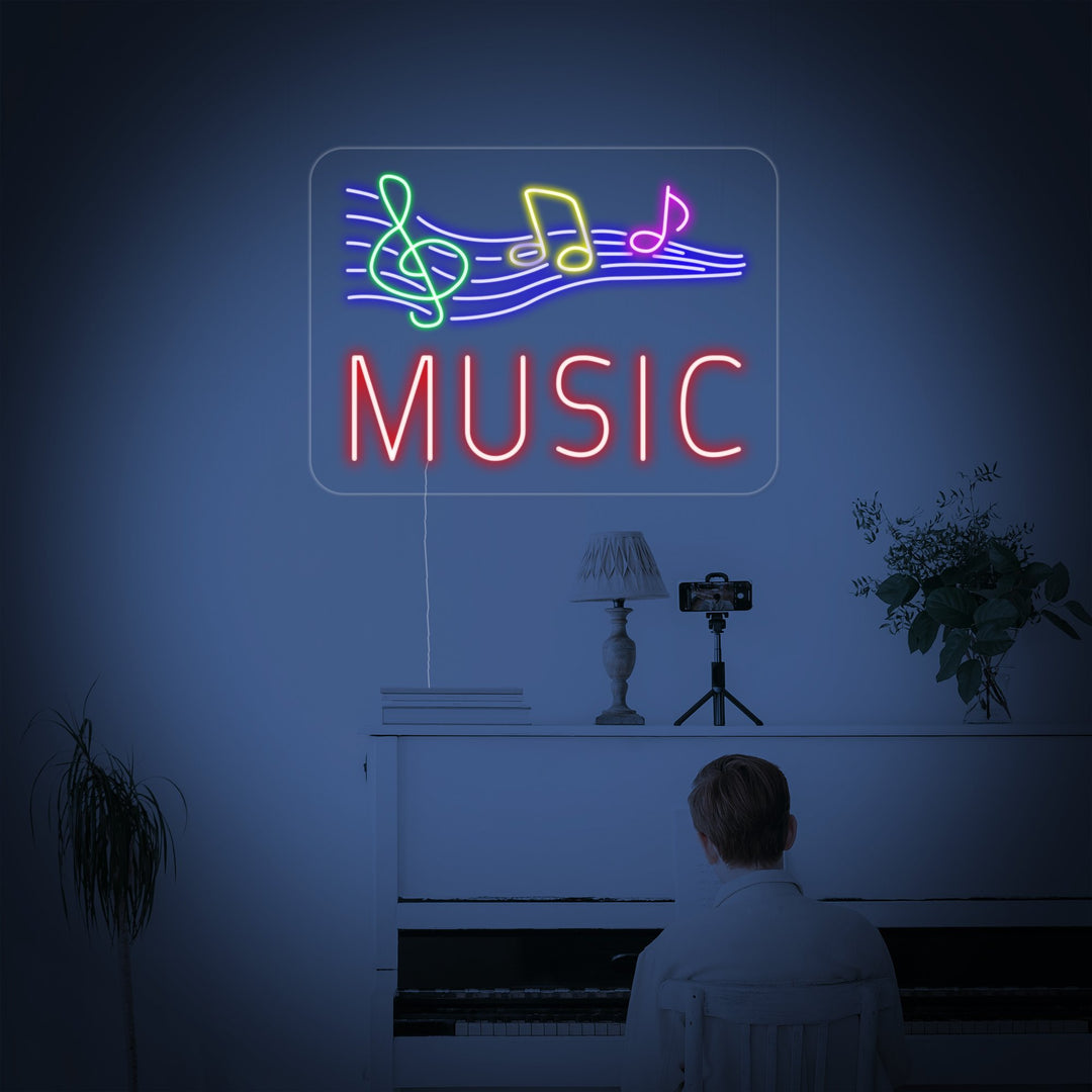 "Music, Notas Musicales" Letreros Neon