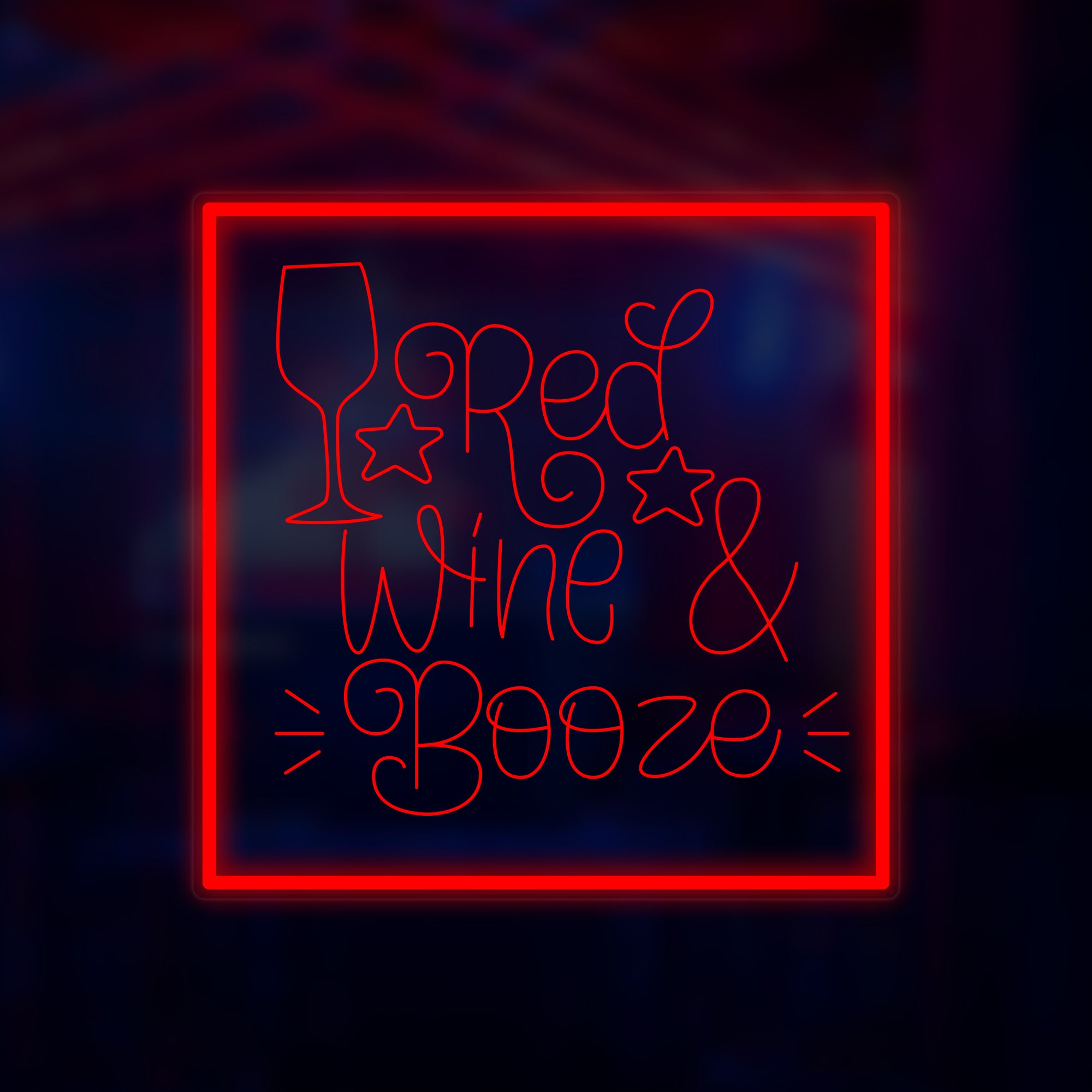 "Red Wine and Booze" Mini letrero de neón