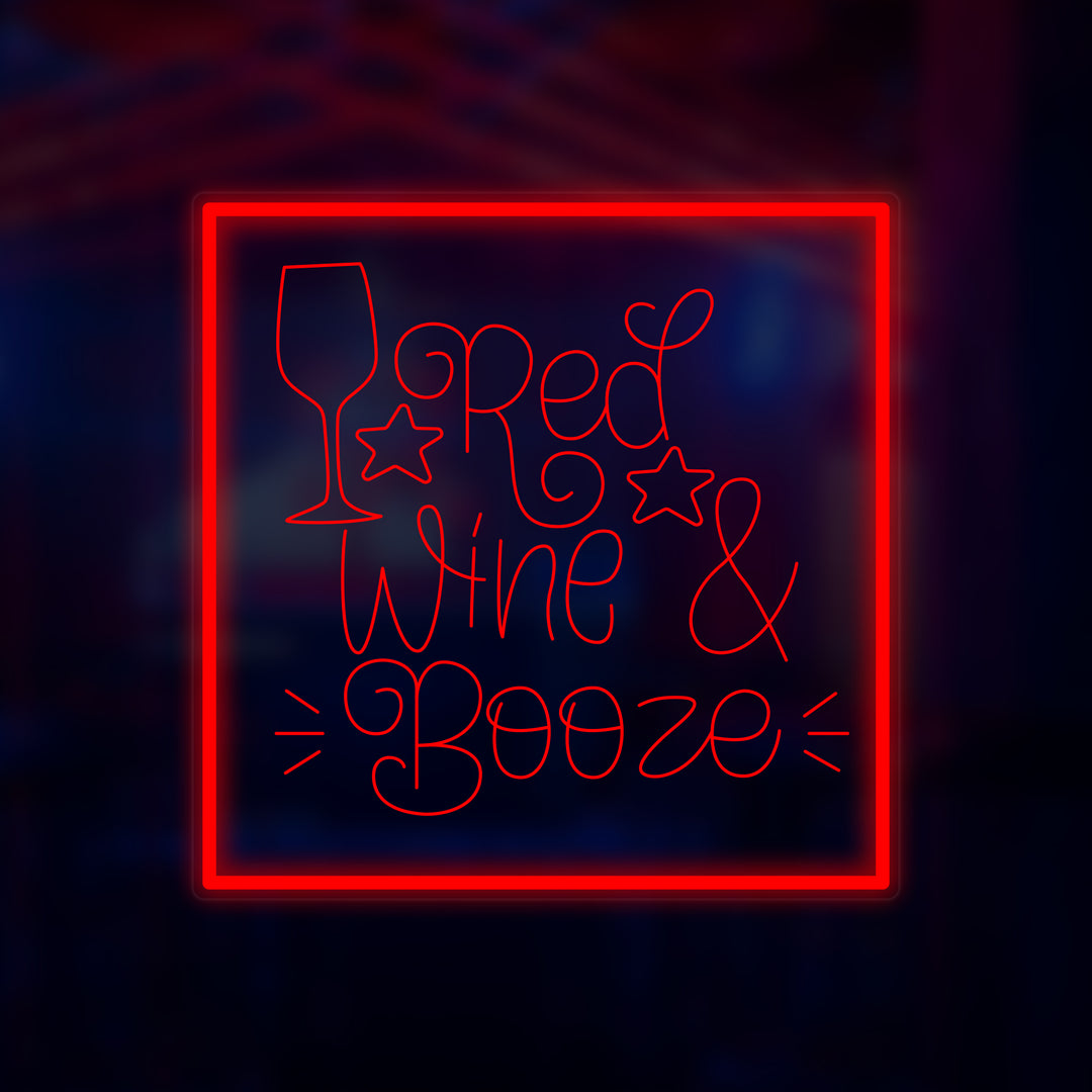 "Red Wine, Booze" Letreros Neon en Miniatura