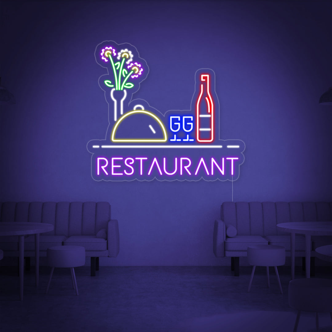 "Restaurant, Vino, Comida" Letreros Neon