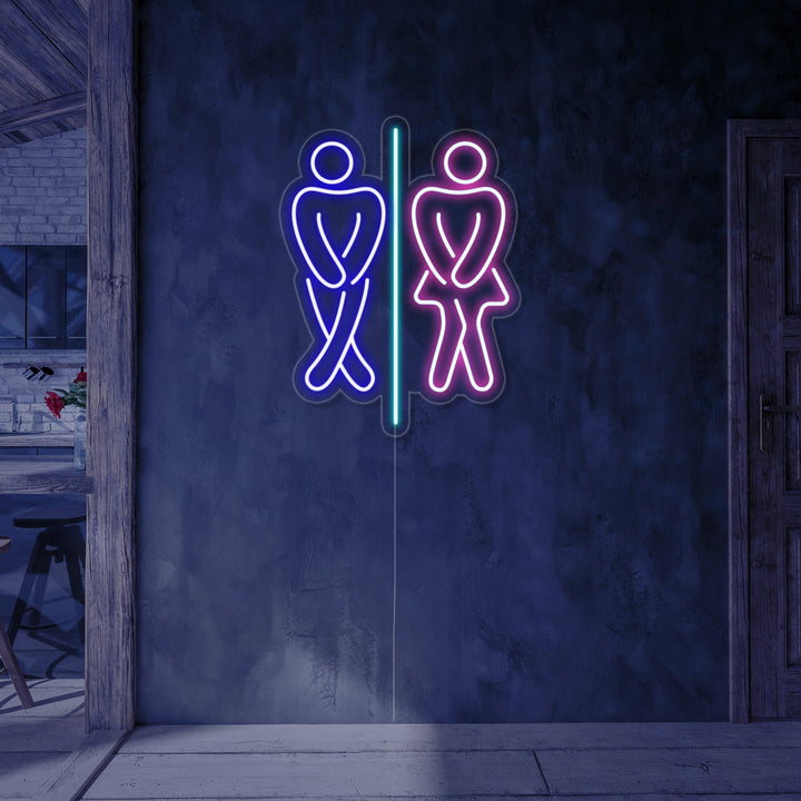 "Baño, chico, chica, baño" Letreros Neon