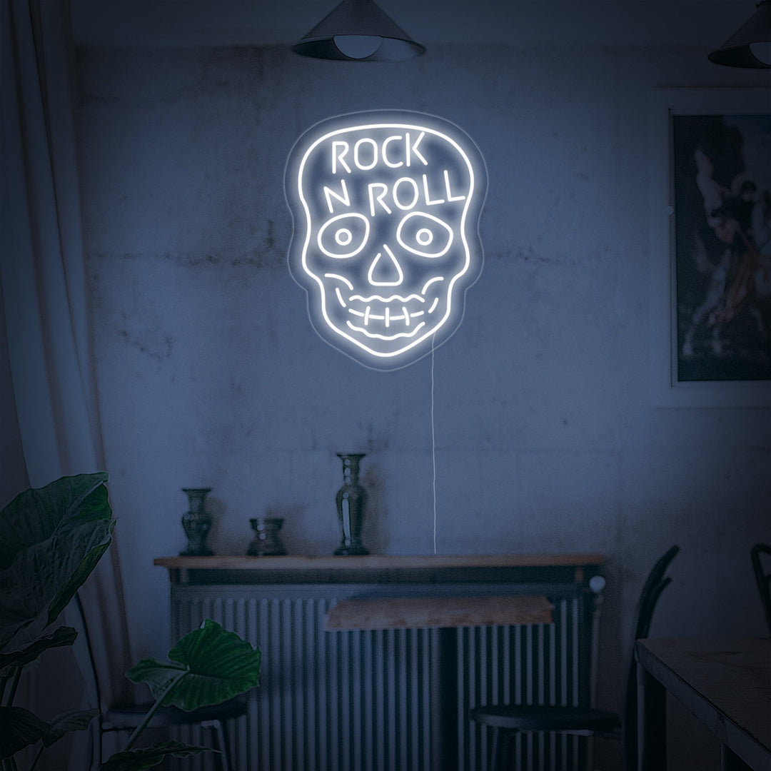 "Rock N Roll, Cráneo" Letreros Neon