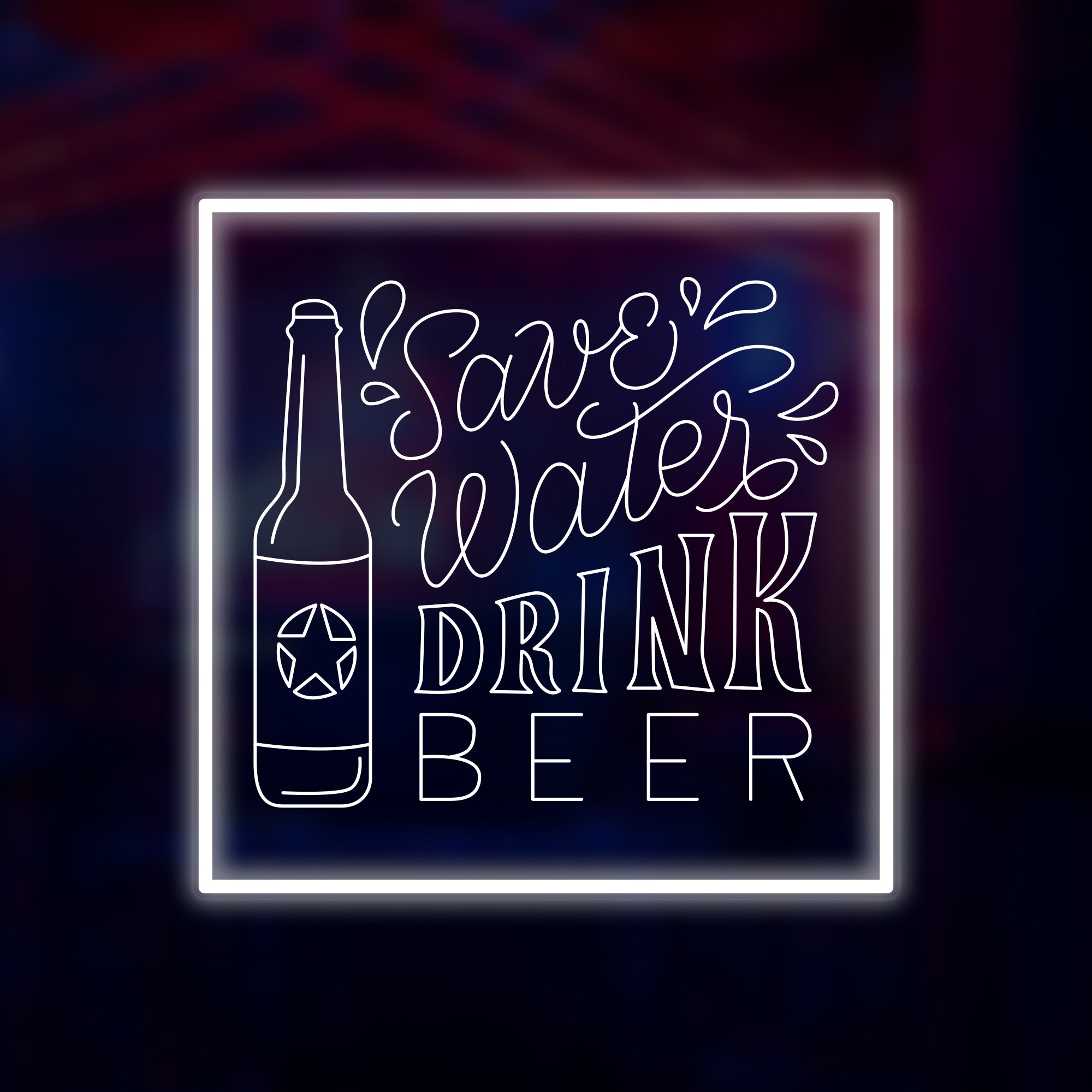 "Save Water Drink Beer" Mini letrero de neón