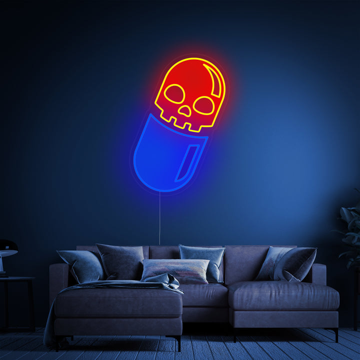 "Cráneo Pastilla UV Imprimir" Letreros Neon